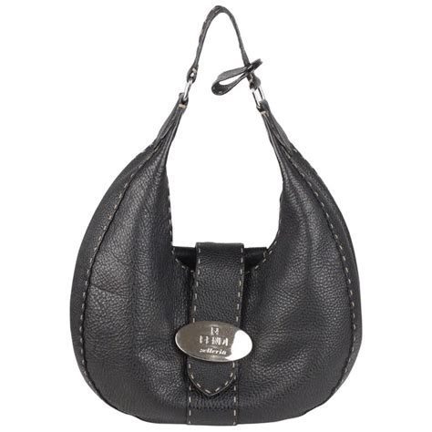 fendi chief black shoulder hobo bag outside zipper compartment|FENDI Crinkled Patent FF Hobo Shoulder Bag Black.